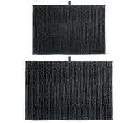 MSV Set di 2 tappetini da bagno in ciniglia a pelo lungo 40 x 60 cm + 60 x 90 cm, grigio