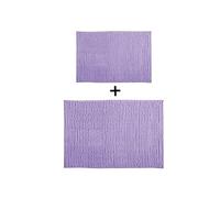 MSV Set di 2 tappetini da Bagno in Microfibra ciniglia 40x60 cm e 60x90 cm Lavanda