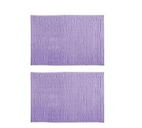 MSV - Set di 2 tappetini da bagno in microfibra di ciniglia - Pelo lungo, antiscivolo - Lavabili in lavatrice - Comodo anello per appenderli - Comfort e igiene ottimizzati - Lavanda - 50x80 cm