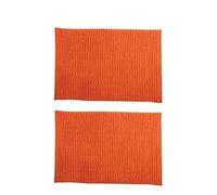 MSV - Set di 2 tappetini da bagno in microfibra di ciniglia - Pelo lungo, antiscivolo - Lavabili in lavatrice - Comodo anello per appenderli - Comfort e igiene ottimizzati - Arancione - 50x80 cm