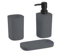 MSV Bad Accessoires - Dispenser per sapone, portasapone, 3 pezzi, colore: antracite opaco
