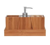 MSV Set di 3 Accessori da Bagno KEA in Acciaio Inox e bambù