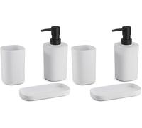MSV - Set di 6 Accessori da Bagno in Lona - Design Elegante e Pratico - Dimensioni Standard - Bianco - Ideale per Un Arredamento Moderno - Accessorio da Bagno