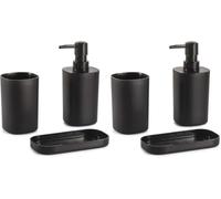MSV - Set di 6 Accessori da Bagno in Lona - Design Elegante e Pratico - Dimensioni Standard - Nero - Ideale per Un Arredamento Moderno - Accessorio da Bagno