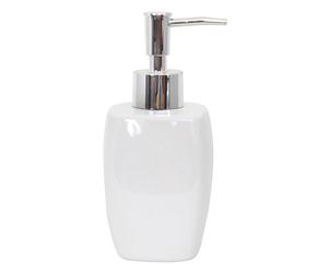 MSV - Set di Accessori da Bagno in Ceramica da 3 Pezzi - Dispenser di Sapone - Portasapone - Bicchiere - Bianco - Design Solido ed estetico
