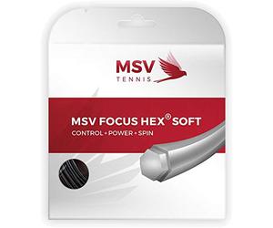 MSV Set di Corde da Tennis Unisex per Adulti Focus-Hex Soft 12 m Nero