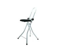 MSV 130029 - Sgabello per stirare, in cotone e acciaio, 0,1 x 62 x 104 cm, colore: nero/bianco