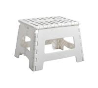 MSV - Sgabello Pieghevole Antiscivolo e Leggero per Cucina e Bagno - 22 x 32 x 25 cm - Bianco - Sicurezza Interna ed Esterna per Bambini e Adulti