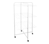 MSV - Stendibiancheria a torre a 3 livelli - Acciaio bianco - Capacità di asciugatura 23 m - Dimensioni 63x63x135 cm - Robusto e versatile - Per vestiti e tappeti - Ottimizzato per piccoli spazi