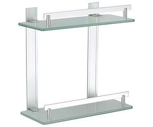MSV Tabarca Scaffale a 2 Ripiani, Alluminio e Vetro, 30 x 13 cm