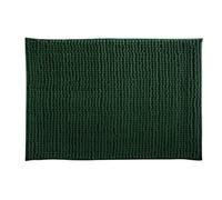 MSV - Tappetino da bagno in microfibra di ciniglia - Pelo lungo, antiscivolo - Comodo anello per appenderlo - Comfort e igiene ottimizzati - Verde scuro - Singolo - 50x80 cm
