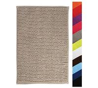 MSV - Tappetino da bagno in microfibra di ciniglia - Pelo lungo, antiscivolo - Comodo anello per appenderlo - Comfort e igiene ottimizzati - Talpa - Tappetino singolo - 60x90 cm