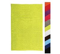 MSV - Tappetino da bagno in microfibra di ciniglia - Pelo lungo, antiscivolo - Comodo anello per appenderlo - Comfort e igiene ottimizzati - Verde chiaro - Tappetino singolo - 40x60 cm