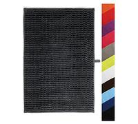 MSV Tappetino da Bagno Tappetino da Doccia „ciniglia“ a Pelo Lungo Morbida Microfibra Antiscivolo 60x90 cm Grigio