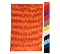 MSV Tappetino da Bagno Tappetino da Doccia „ciniglia“ a Pelo Lungo in Microfibra Morbido Antiscivolo 40x60 cm Arancione