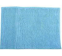 MSV - Tappetino da bagno in microfibra di ciniglia - Pelo lungo, antiscivolo - Comodo anello per appenderlo - Comfort e igiene ottimizzati - Azzurro - Singolo - 50x80 cm