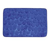 MSV Tappetino da Bagno in Microfibra Pebble 40x60cm Blu Scuro