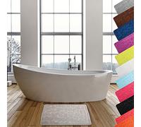 MSV - Tappetino da bagno in microfibra Pebble - Assorbente e antiscivolo - 50 x 80 cm - Beige - Morbido e confortevole, asciugatura rapida - Ideale per bagno e doccia