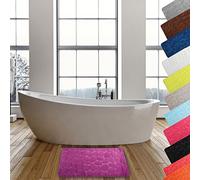 MSV - Tappetino da bagno in microfibra Pebble - Assorbente e antiscivolo - 50 x 80 cm - Viola - Morbido e confortevole, asciugatura rapida - Ideale per bagno e doccia