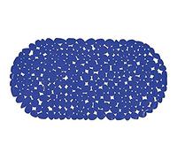 MSV Tappetino per Vasca da Bagno Pebbles 39x99cm in Blu Scuro, Tessuto, 39 x 99