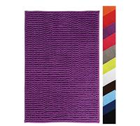 MSV Tappetino da Bagno Tappetino da Doccia „ciniglia“ a Pelo Lungo in Microfibra Morbida Antiscivolo 40x60 cm Viola