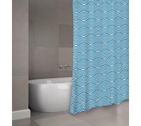 MSV Tenda da Doccia Onde in Poliestere, 180x200 cm, qualità Premium, Blu, con Anelli Inclusi