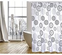 MSV Tenda da Doccia Poliestere a Pois 180x200 cm, qualità Premium Grigia - Anelli Inclusi