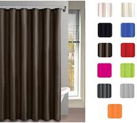 MSV, Tenda da Doccia, Poliestere, Rivestimento Antibatterico, Anelli Inclusi, Lavabile a 30°, Tenda da Bagno in Tessuto Impermeabile, Lavabile in Lavatrice, Cioccolato, 180 x 200 cm