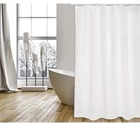 MSV Tenda da Doccia Puro Poliestere 180 x 200 cm, qualità Premium, Colore Bianco, Anelli Inclusi