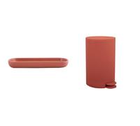 MSV - Vassoio e Pattumiera Maonie - Terracotta Opaco/Terracotta | Vassoio e Pattumiera · Set Bagno Coordinato · Colori Abbinati · Facile da Pulire