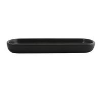 MSV Maonie-Vassoio portaoggetti in Ceramica, per Frutta, tè, Cosmetici, Gioielli, Ovale, per lavabo, Bagno, armadi, Colore: Nero Opaco, Taglia Unica