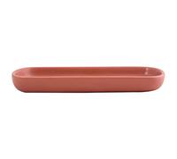 MSV Maonie-Vassoio portaoggetti in Ceramica, per Frutta, tè, Cosmetici, Gioielli, Ovale, per lavabo, Bagno, armadi, Colore: Rosso Terracotta Opaco, Taglia Unica