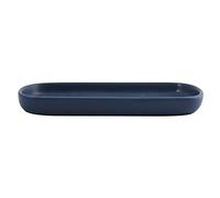 MSV Maonie-Vassoio portaoggetti in Ceramica, per Frutta, tè, Cosmetici, Gioielli, Ovale, per lavabo, Bagno, armadi, Colore: Blu Scuro Opaco, Taglia Unica