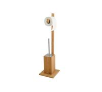 MSV, WC Combinato 2 in 1 con Porta WC con Contenitore Interno Rimovibile per scopino, Acciaio Inossidabile, scopino e distributore di Carta igienica, Contenitore per WC Non Fisso