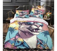 MSVMPGTHB Pantera fantastica 3D Stampa Coperta Letto 3pz Microfibra Resistente tropicale d'epoca Coperteletto 2 federe Lavabile Lavatrice Ragazzi Ragazze Super king（260x220cm）