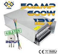 MSW Alimentatore 50amp 600W Trasformatore Stabilizzato con Trimmer in 220V out 12V Amp con Spina e Cavo in Omaggio 50A 50Amp 50 A 50 Amp