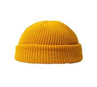 MSW Cappello Corto da Pescatore in Lana Lavorato a Maglia Cappello Invernale da Uomo, Giallo, Medium