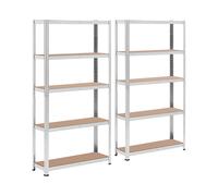 MSW Scaffale metallico - 90 x 30 x 180 cm - 5 x 175 kg - Grigio - 2 pezzi MSW-STSH-33