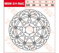 MSW211RAC BRAKE ROTOR FLOATING 320 RAC-DESIGN MOTO GUZZI V11 1100 LE MANS 2006