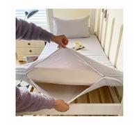 Mswborml Tinta Unita Copertura per Materassino con Cerniera, Antiscivolo Coprimaterasso Futon Cotton per Cerniera, Morbida Fodera Materasso Matrimoniale Singolo, Lavabile,B,150x200cm/59x79in