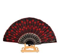 MSWgjYRQ Bellissimi ventilatori decorativi in tessuto di plastica pieghevole modello a mano per festa matrimonio stile spagnolo danza fiore tenuto ventilatore decorativo pieghevole ventagli