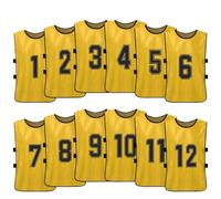 MSWgjYRQ Set di 6/12 bavaglini numerati per allenamento da calcio, ad asciugatura rapida, per bambini, per sport giovanili, pallacanestro, squadre di basket (oro, 12 pezzi per adulti)