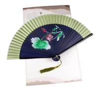 MSWgjYRQ Ventaglio cinese pieghevole a mano, 1 pezzo, ventaglio pieghevole in seta filato di bambù per ballare, cosplay, casa, ufficio, decorazione da parete fai da te (12)