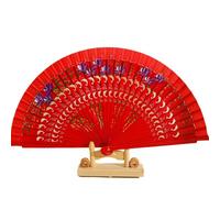 MSWgjYRQ Ventaglio cinese pieghevole a mano, 10/20 pezzi, rosa, in legno spagnolo, per ballare e stampare, decorazione per la casa, ornamenti, bomboniere per gli ospiti (rosso, 10 pezzi)