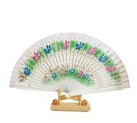 MSWgjYRQ Ventaglio cinese pieghevole a mano, 10/20 pezzi, rosa, in legno spagnolo, per ballare e stampare, decorazione per la casa, ornamenti, bomboniere per gli ospiti (bianco, 2 pezzi)