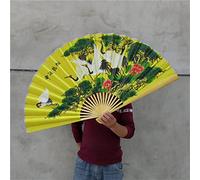 MSWgjYRQ Ventaglio da appendere a forma di riso da 1,1 m x 0,63 m, decorazione da parete, tecnologia pieghevole Sensu con tecnologia pieghevole (gru in tessuto giallo)