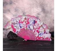 MSWgjYRQ Ventaglio pieghevole in pizzo stile cinese da donna, in tessuto di plastica, con cultura spagnola, motivo floreale, decorazione per feste e matrimoni, ventagli pieghevoli decorativi (35)