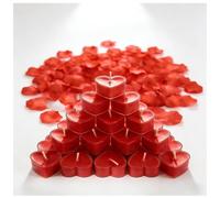 MSYMSYU 27 candele tealight rosse a forma di cuore 4 x 1,5 cm, custodia trasparente senza profumo con 500 pezzi decorazione a forma di cuore di San Valentino petali di rosa