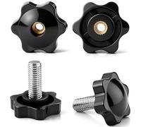 msymsyu 8 viti con impugnatura a stella M5, M5 x 10 mm/20 mm/30 mm, quattro e 2 dadi a stella 31# M5, nero, in acciaio al carbonio per uso industriale e progetti fai da te