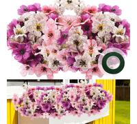 msymsyu Fiori artificiali per esterni, 7 mazzi di fiori artificiali, come veri per esterni, 35 cm, 3 colori, per balcone, decorazione per la casa, feste, interni, esterni, decorazione per esterni
